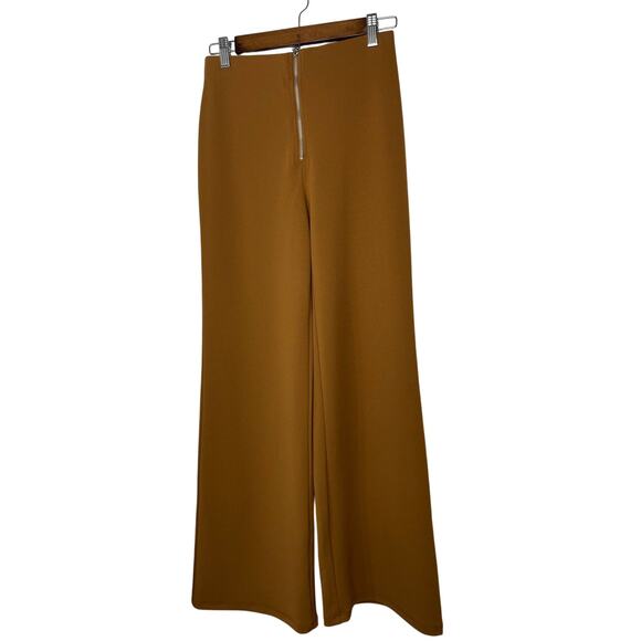 Forever 21 slacks pants trousers women's small brown mustard high waist zip frnt - Picture 1 of 12
